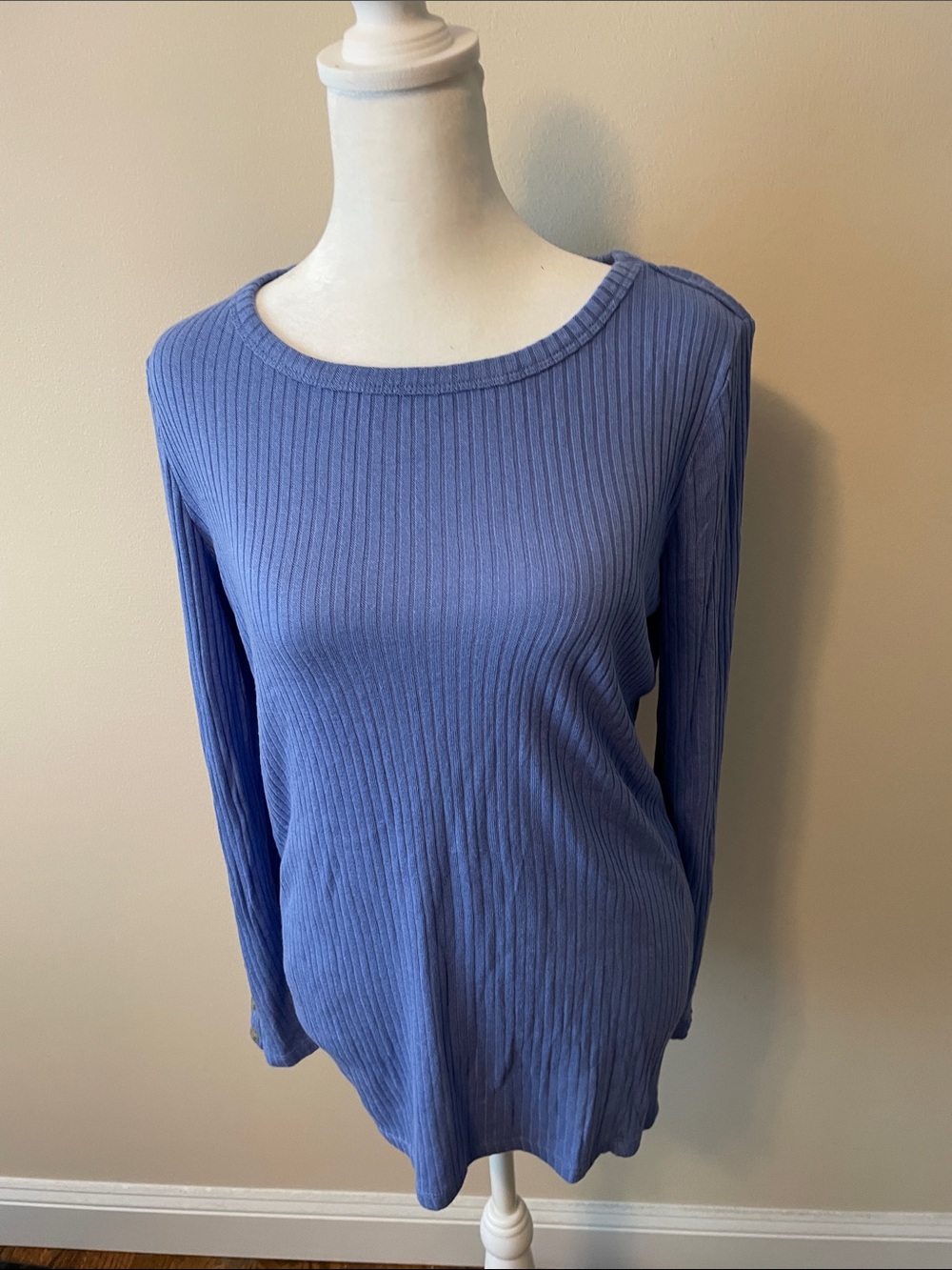 LOFT Ribbed Long-Sleeve Top in Periwinkle Blue